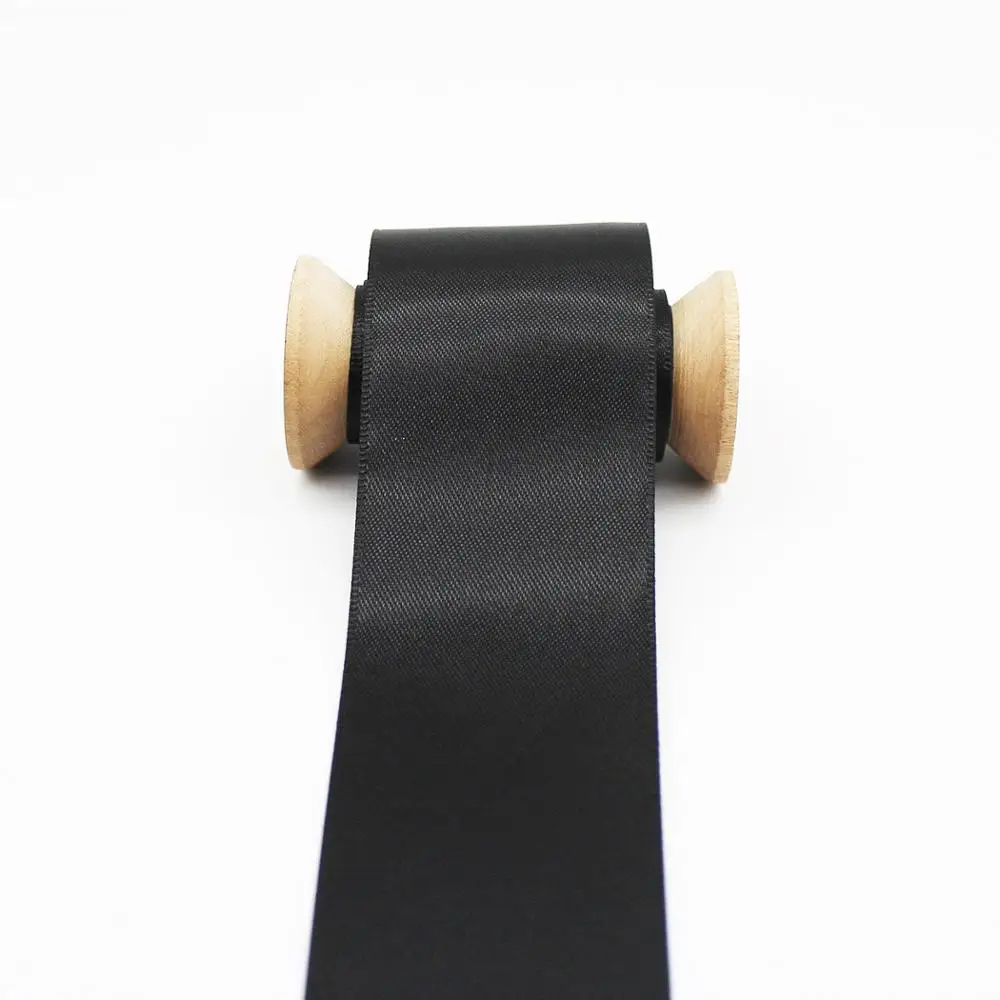 5 Meter/Lot Black Satin Ribbon ECO-Friendly Tape Double Face Fabric Trims DIY Wrapped Gift Packages 6mm 9mm 16mm 25mm 38mm