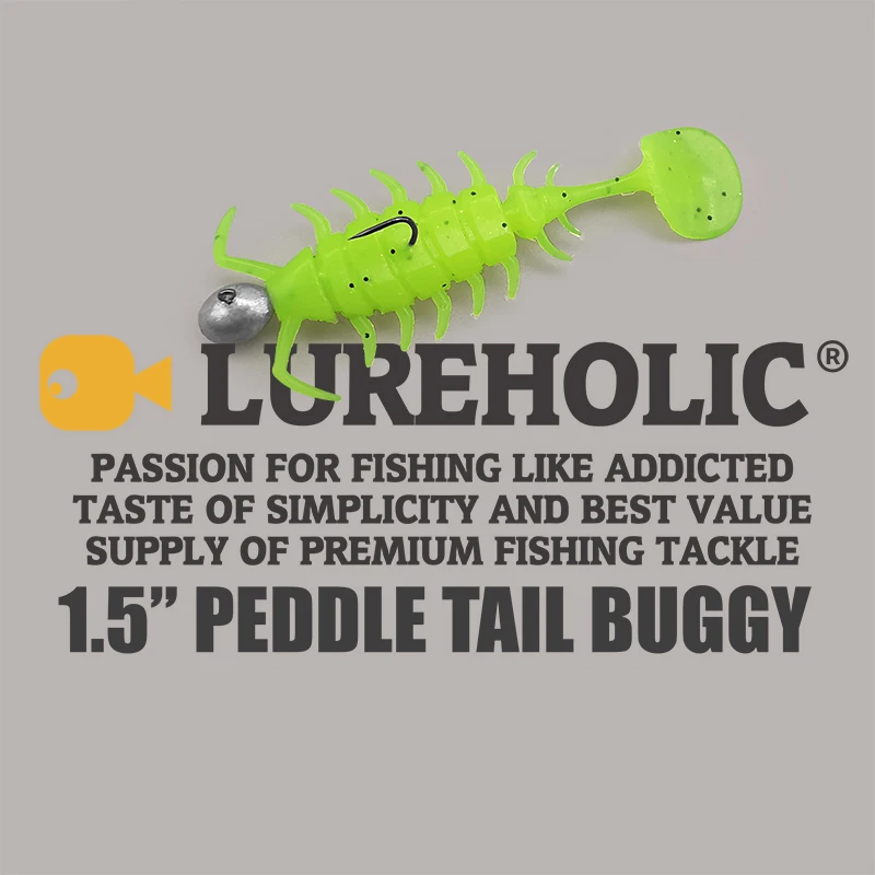 12szt LUREHOLIC 1.5" 3cm Peddle Tail Buggy Slow Sinking Soft Lure Bait 1g Worm Soft Fishing Lure Shrimp with Bass Carp