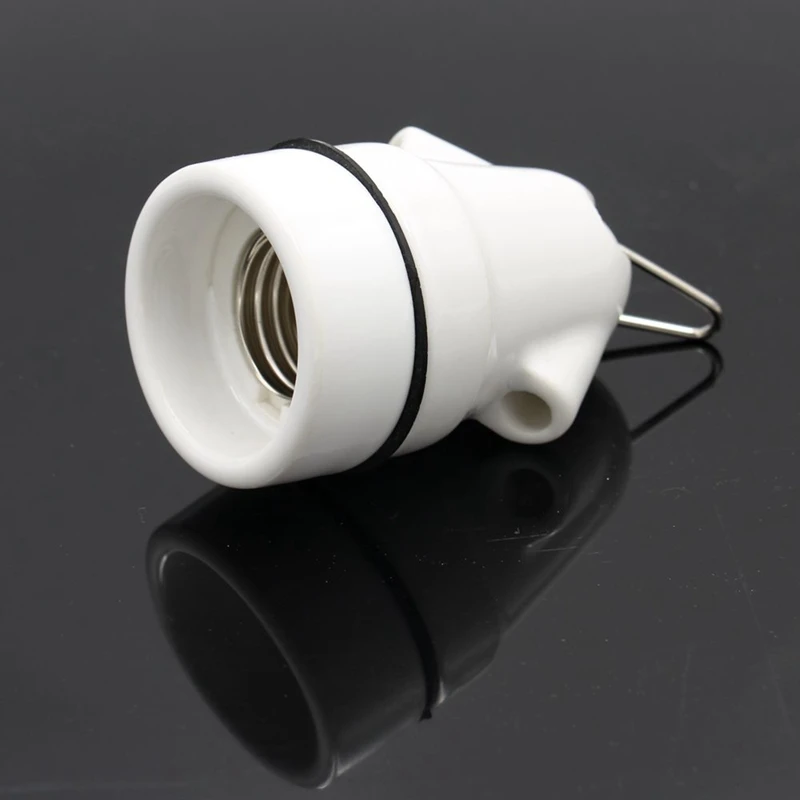 Double Side Entrance Ceramic Lamp Holder E27 Fittings Bulb Base with Hook For String Lights