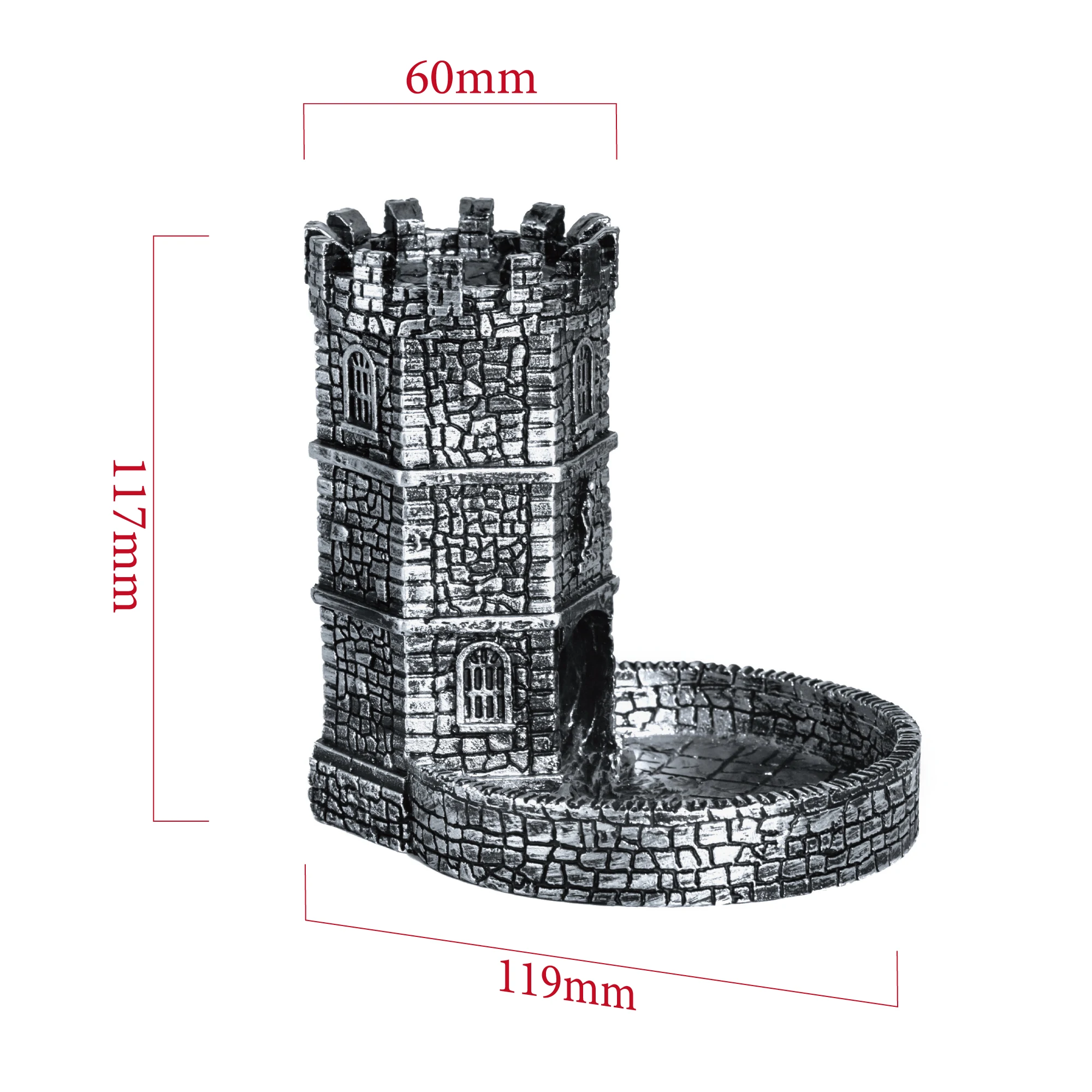 D&D Dice Tower Die Roller Castle Rolling Tray Case City Wall Ancient Tower for DND, Board Game, D&D, RPG, Desktop Decoration