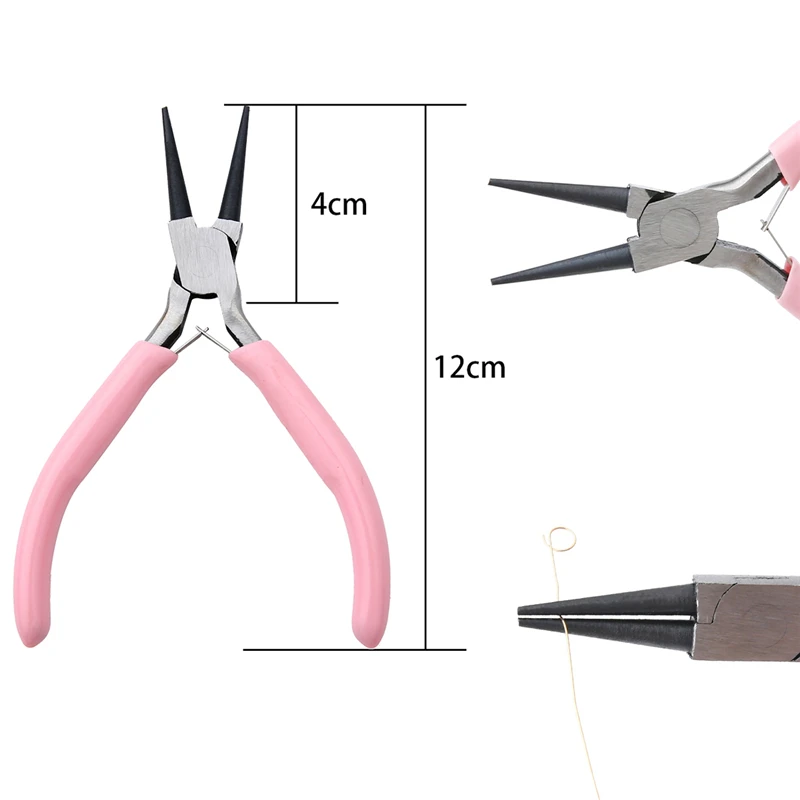 Schattig roze kleur handvat antislip splitsen en bevestigen sieraden tangen gereedschap en uitrusting kit voor doe-het-zelf sieraden maken handwerken