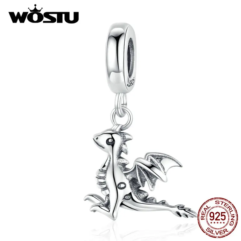 

WOSTU Genuine 925 Sterling Silver Drogon Dangle Charm Fit Original Bracelet & Bangles Pendant Charms For Jewelry Making FIC1322