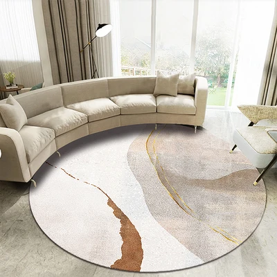 Nordic Style Round Carpet, Geometry, Creative, Non-Slip, Decorative Floor Mat, Bedroom, Living Room