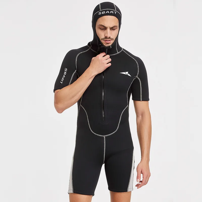 

3MM Men Full Body One Piece Neoprene Keep Warm Jumpsuit Diving Suit With Hooded Scuba Water Sport Plus Size Surfing Swim WetSuit