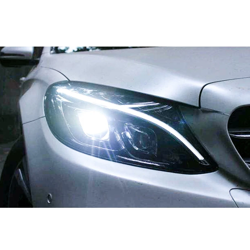 For Benz W205 Headlights 2014-2020 C180 C200 C260 New All LED Headlight LED DRL Hid Bi Xenon Auto Accessories