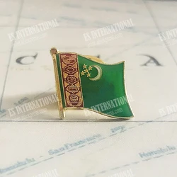Turkmenistan National Flag Lapel Pin Crystal Epoxy Metal Enamel Badge Paint Brooch Souvenir Suit Personality Commemorative Gifts