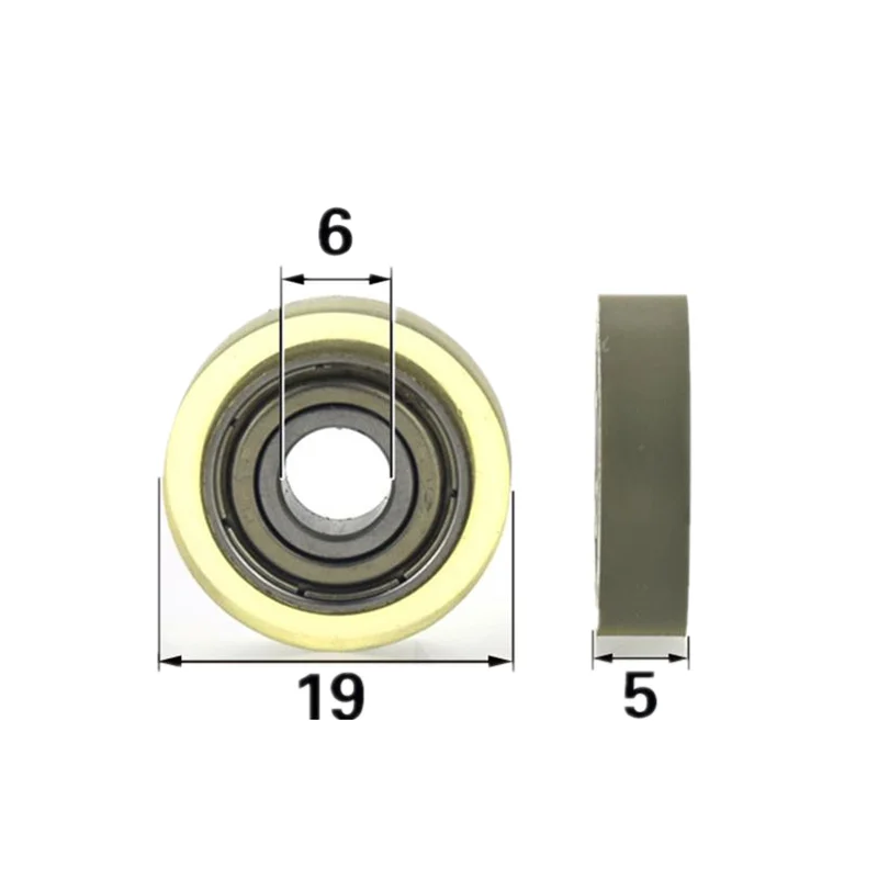 10pcs/50pcs 6*19*5mm Polyurethane PU 696 696ZZ Drawer Showcase Low Noise Roller Bearing Friction Pulley 6x19x5mm