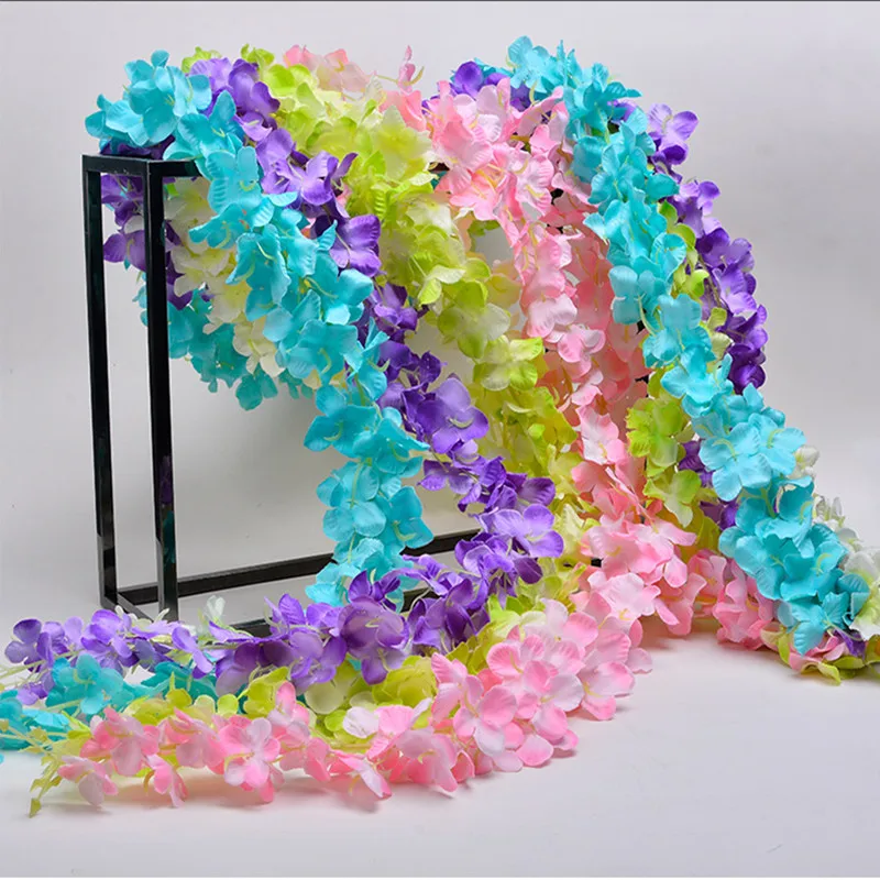 Upscale Artificial Silk Wisteria Flower For DIY Wedding Arch Square Rattan Simulation Flowers Home Wall Hanging Decor 200 Pcs