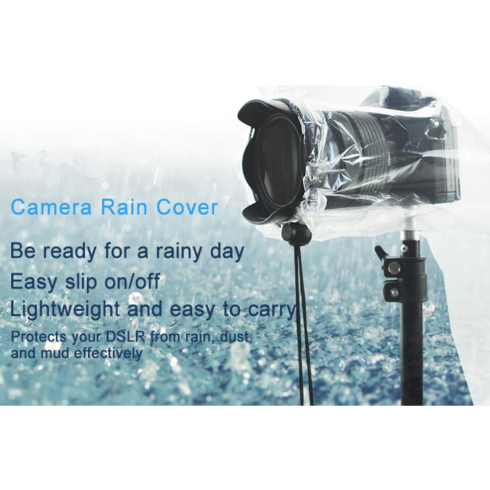 JJC 2Pcs/Set Transparent Camera Rain Cover Protector Raincoat Case for Canon Nikon Sony Fuji DSLR Camera Rainproof Accessories