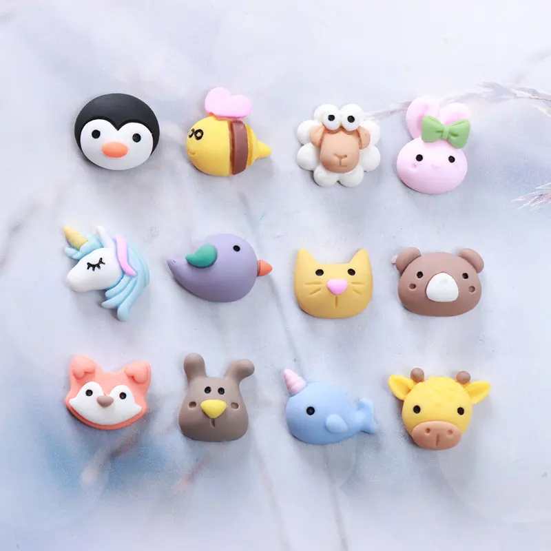 30Pcs Cartoon Sheep Penguin Animal Mini Crafts Resin DIY Earrings Hairpin Flat Back Decor Supplies Kawaii Miniature Art Applique