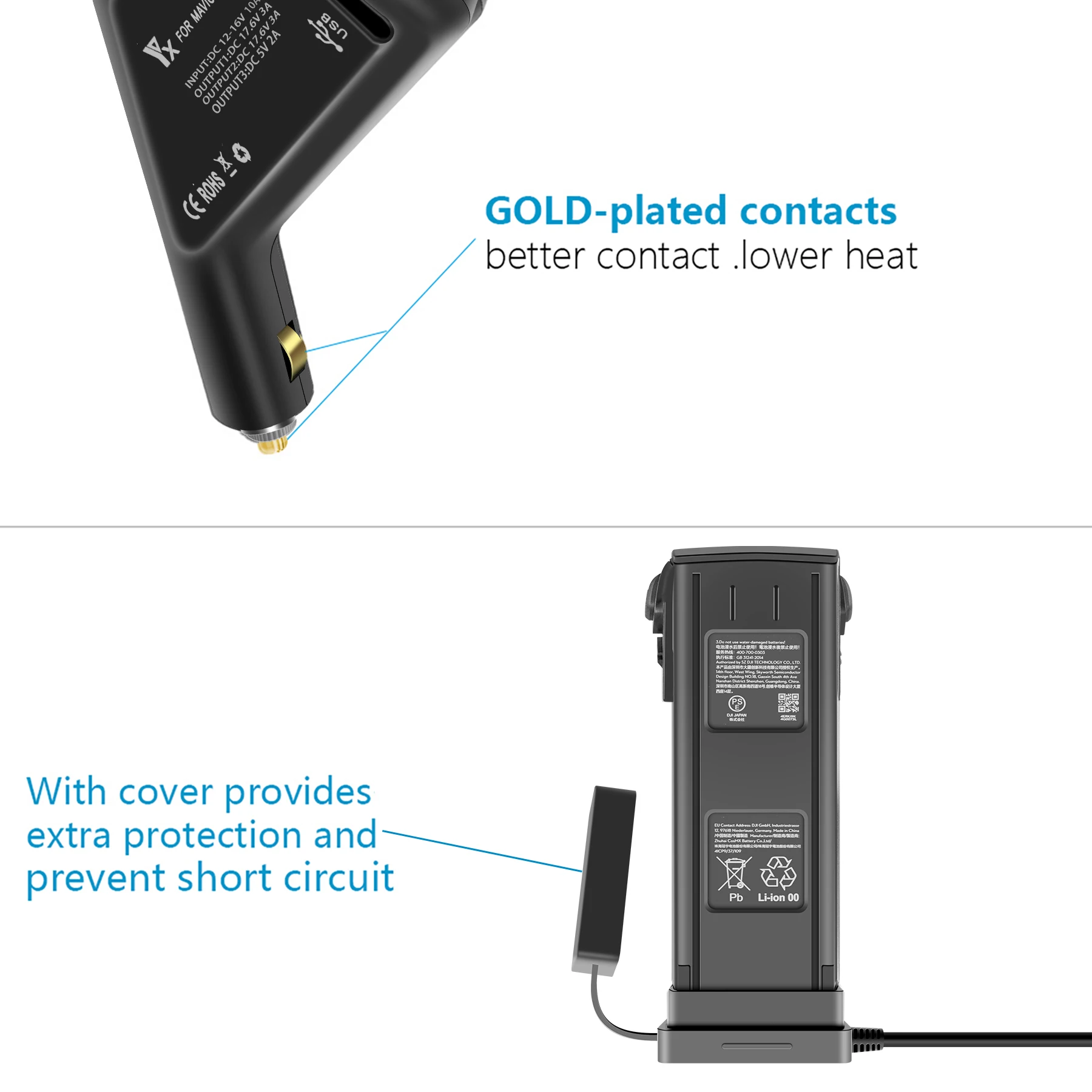 Para dji mavic 3 hub de carregamento de bateria inteligente 3 em 1 carregador de carro para dji mavic 3 cine drone conector de carro adaptador usb