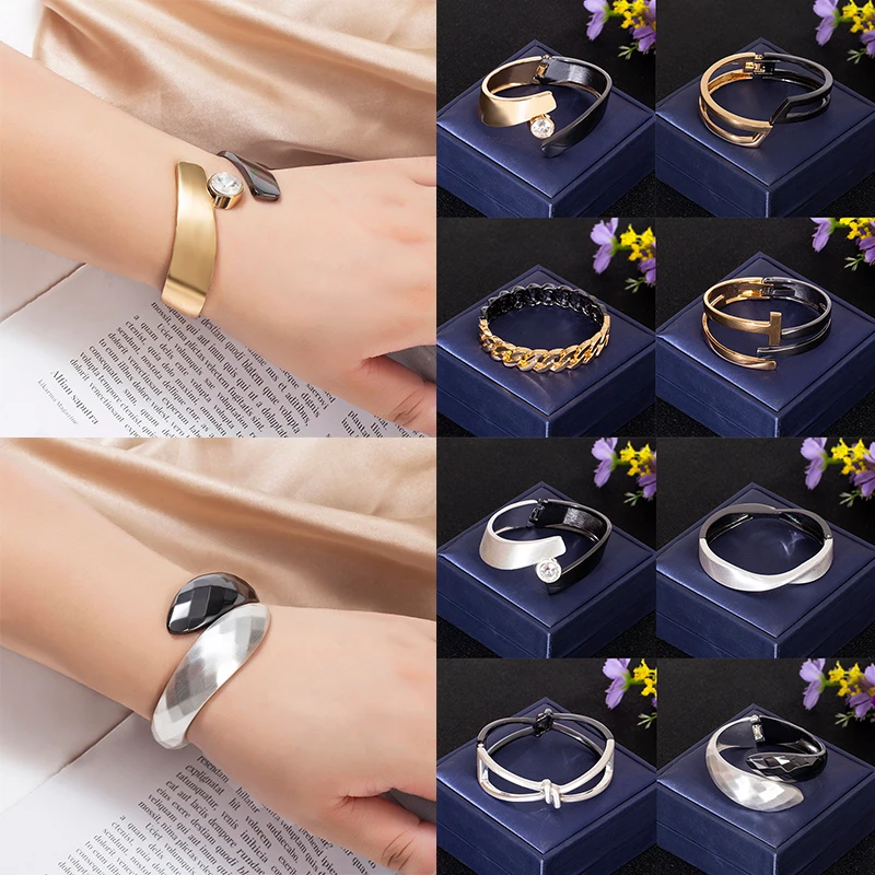 WYBU Top Quality Fashion Bangles For Women Geometry Round Metal Open Bangles & Bracelets Punk Gold Color Wristband Cuff Bracelet