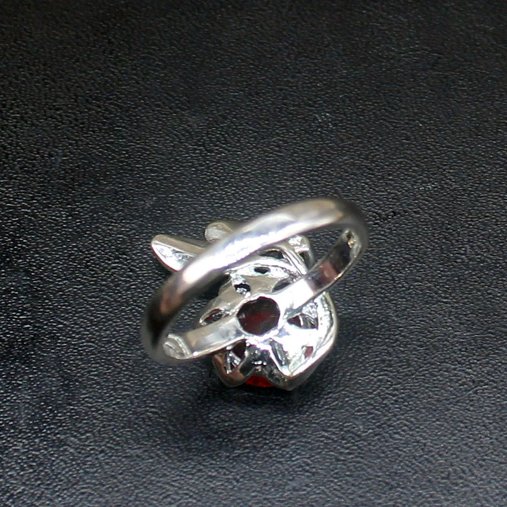 Gemstonefactory Jewelry Big Promotion Single Unique 925 Silver Gentle Shiny Red Garnet Women Men Gifts Band Rings 9# 20213172