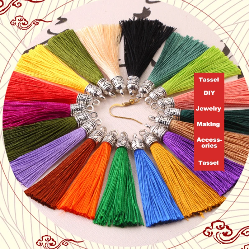 5/10Pcs 6cm Small Silk Tassel Earrings pendant Charms Crafts Silver End Caps Tassels Brush For DIY Jewelry Making Accessories