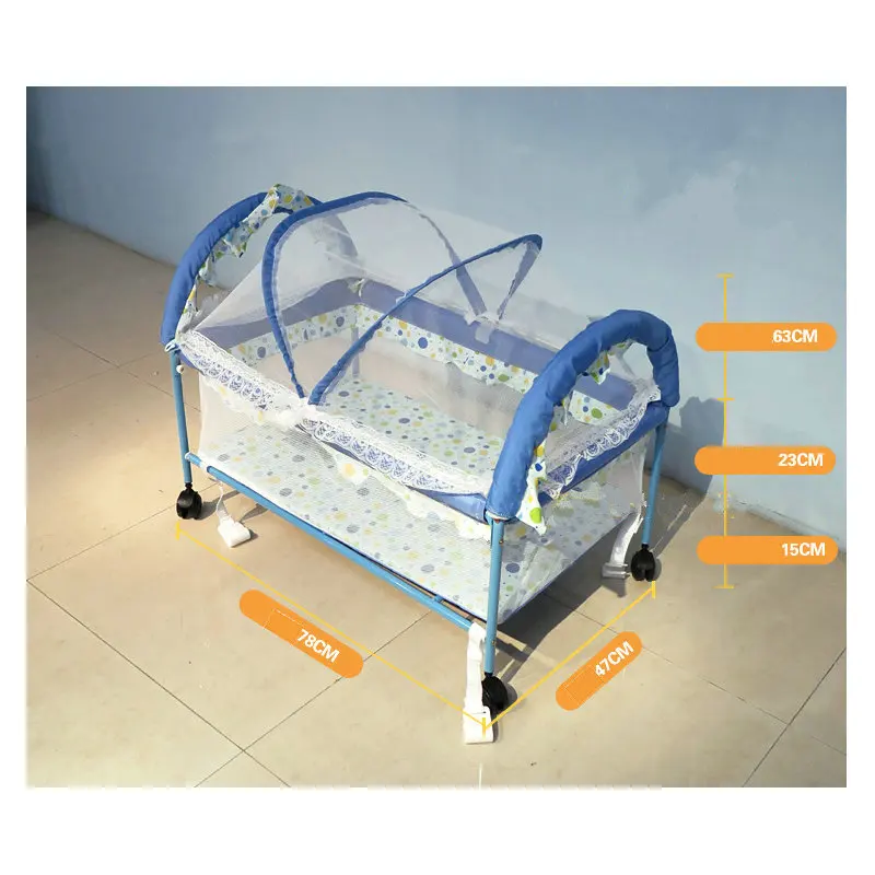 2 in 1 Baby Crib & Cradle with Mosquito Net, Multifunctional Kids Bed Infant Bassinet