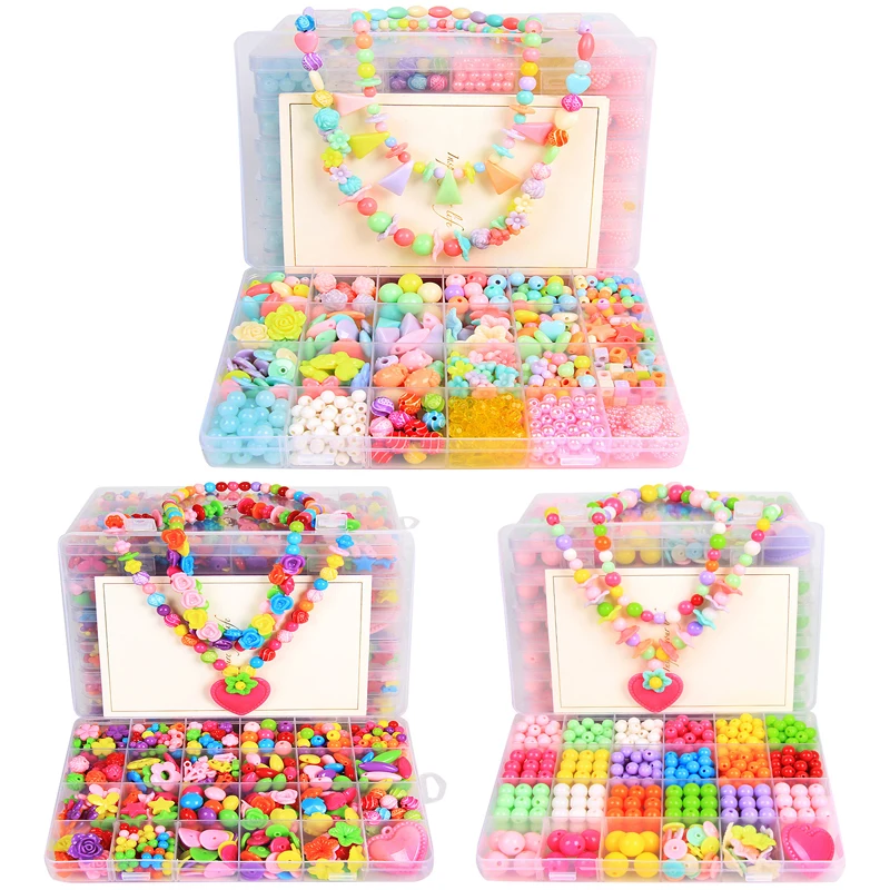 Kit for Make Bracelets Beads Toys for Children DIY 24 Grid Handmade Making Puzzles Beads for Girls Kit Girls Toys for 3 5 7 9 11