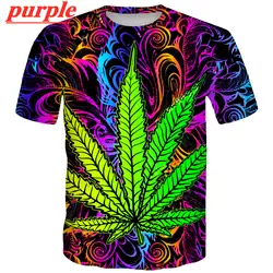 2022 Hipster Short Sleeve Summer Cool Fashion T Shirt Weeds Green Leaves 3D Print Male T-Shirts