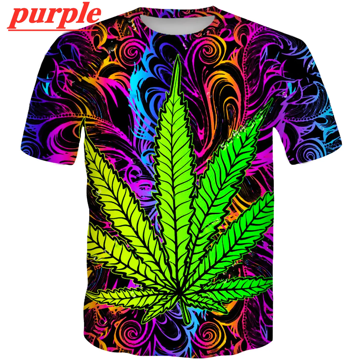 2022 Hipster Short Sleeve Summer Cool Fashion T Shirt Weeds Green Leaves 3D Print Male T-Shirts