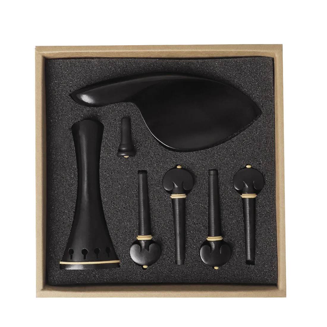 

One set of high-end violin 4/4 ebony material accessories including Chin Rest Knob Tailpiece Pegs