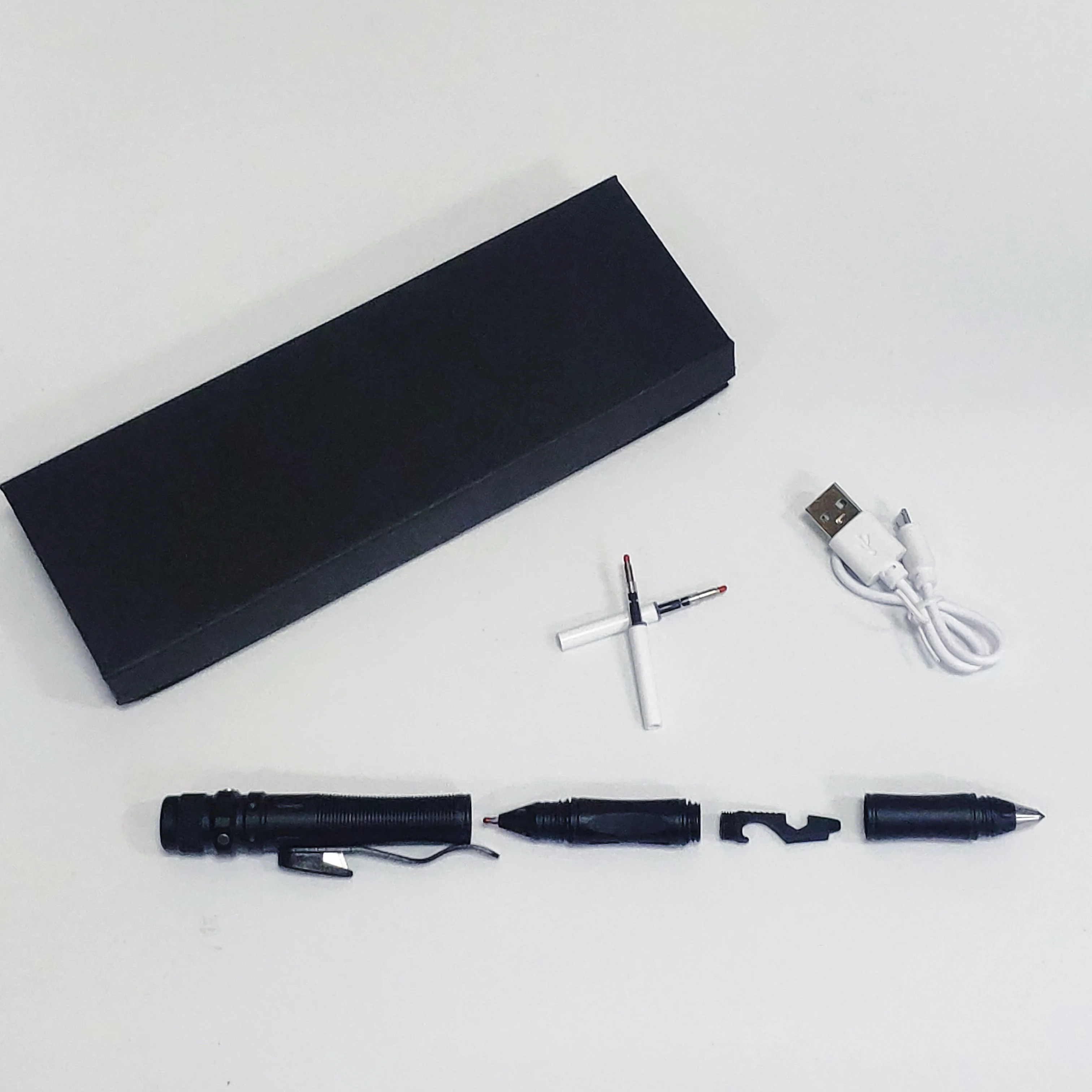 EDC Tool LED StrobeRechargeable Tactical Pen Multi-Function Self-Defense Pen Anti-Wolf Survival Tool Magnetic Control Switch