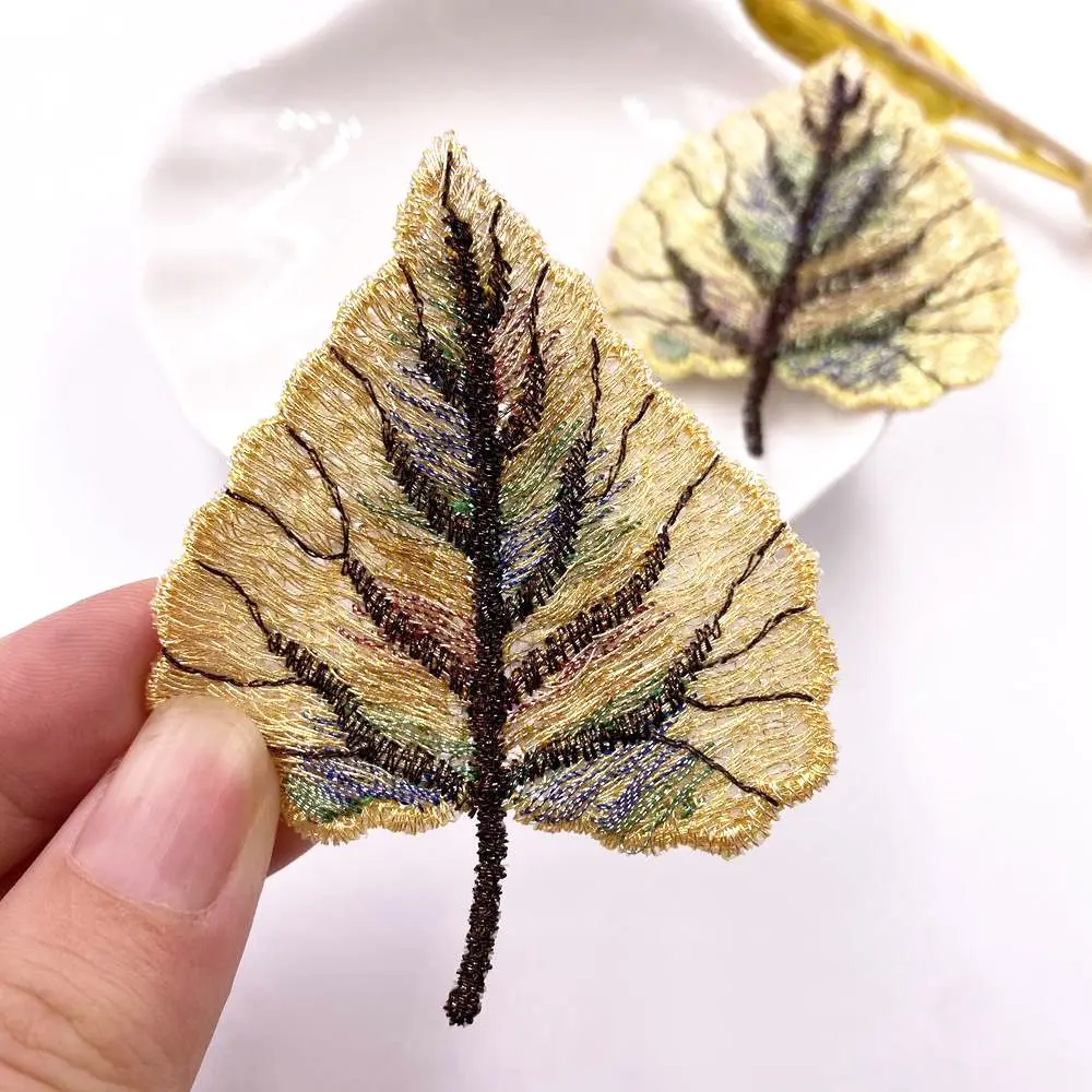 New Colorful Leaf Embroidered Clothes Patchs Wedding Sewing  Applique for DIY Headwear Hat Decor  Accessories Craft