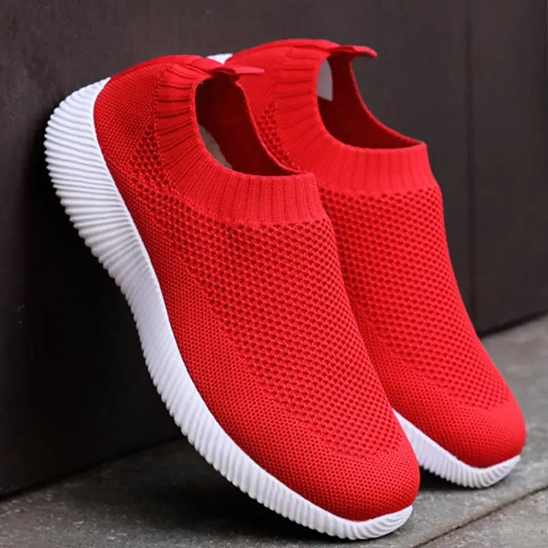 Big Size Summer Slip-on Sneakers Sock Woman Sport Shoes Women White Sports Shoes Women Running Shoes 2023 Knit Tennis GME-1793