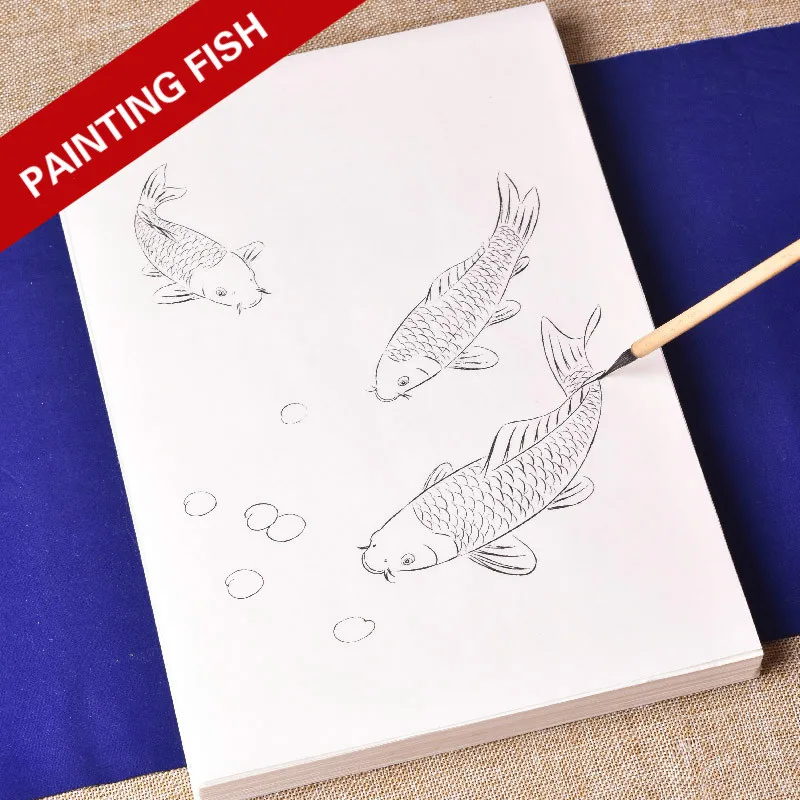 

97 Sheets Tracing Paper Ripe Xuan Paper Fish Manuscript Painting Drawing Copybooks Chinese Watercolor Painting for Beginners