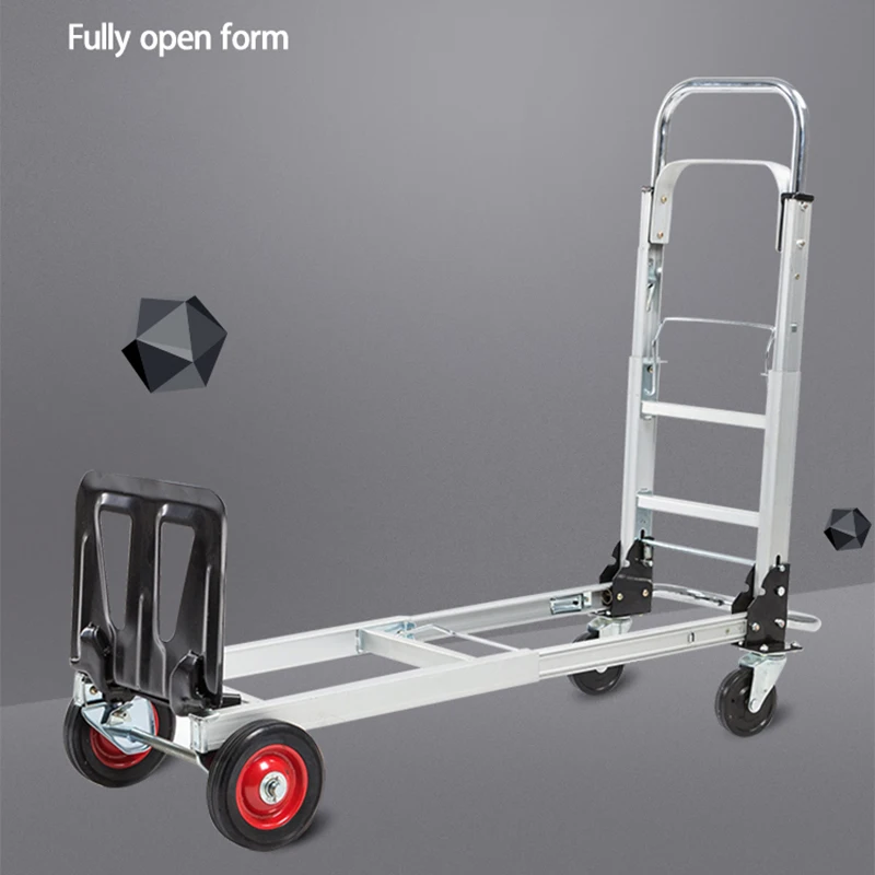 100kg Luggage Cart Folding Truck Manual Folding Silent Heavy Shopping Cart Household Telescopic Push-Pull Cart To Pull Goods