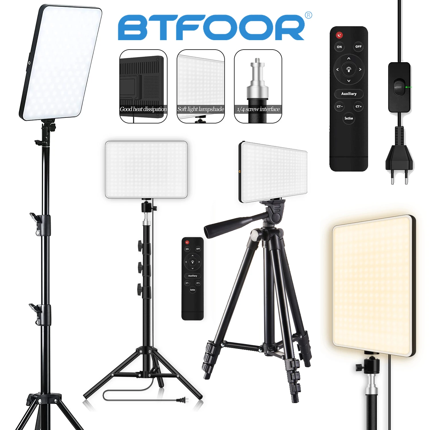 Video Fill Lamp Light Panel Photography Lighting LED 2700k-5700k EU Plug For Live Stream Photo Studio With Tripod Stand Long Arm