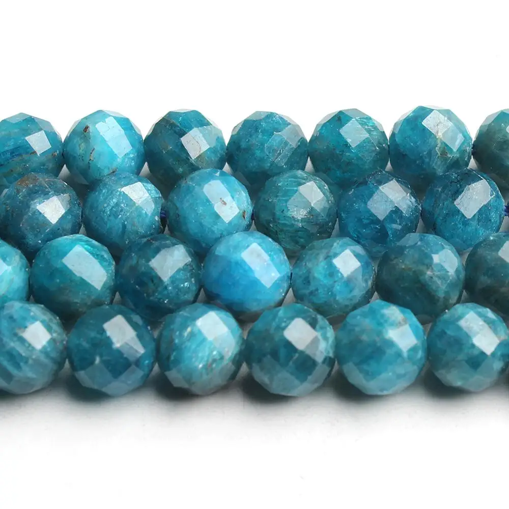 8mm Faceted Apatite Stone Beads for Jewellery Making 7.5 Inch DIY Bracelets for Women