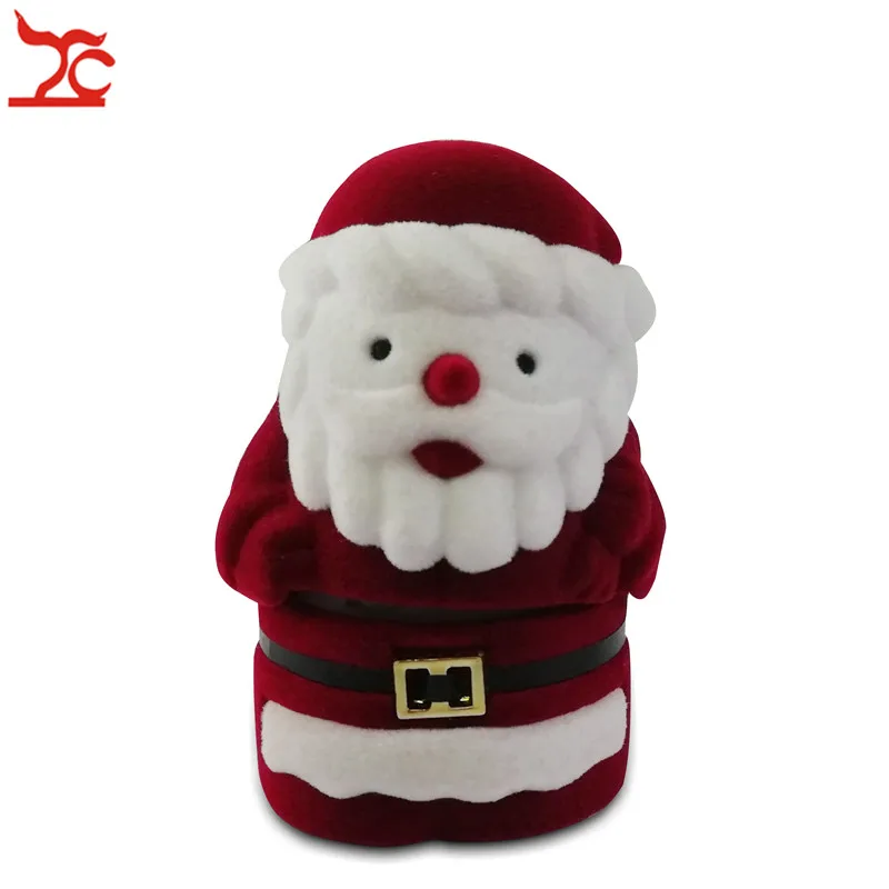 Velvet Santa Claus Christmas Tree Shaped Ring Necklace Casket Lovely Earring Ring Present Storage Jewelry Organizer Gift Box