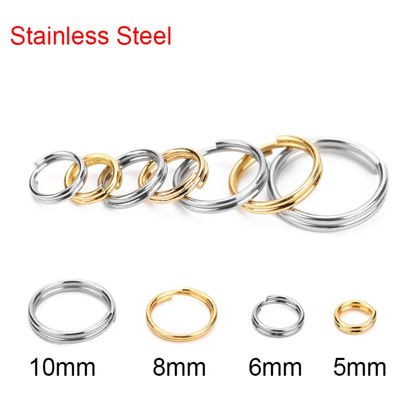 100pcs 5 6 8 10mm Stainless Steel Double Loop Split Jump Rings Lot Connectors For Diy Necklace Jewelry Making Findings Supplies