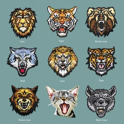 Scary Embroidery Tiger Lion Bear Wolf Patches Iron On Applique for Clothes DIY Craft Accessory Great Quality Fabric Sticker