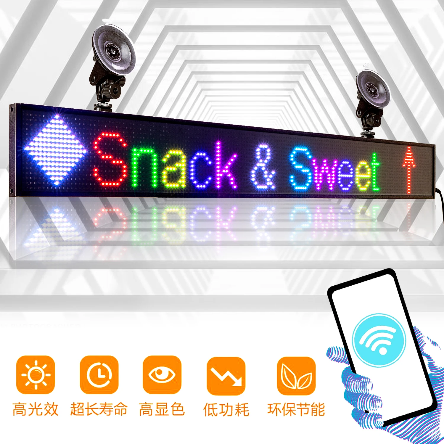 12V Car LED Sign 82cm P5 RGB SMD 2121 WiFi Car LED Display Board Indoor Time Countdown Scrolling Message Advertising Screen