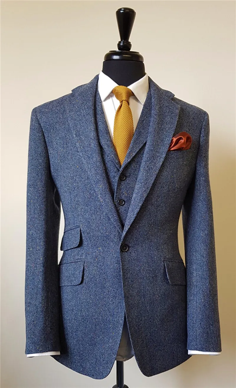 

Custom Men's Suit Winter Casual 2Pieces Woolen Thickened Singal Button Slim-Fit Cocktail Party Suit
