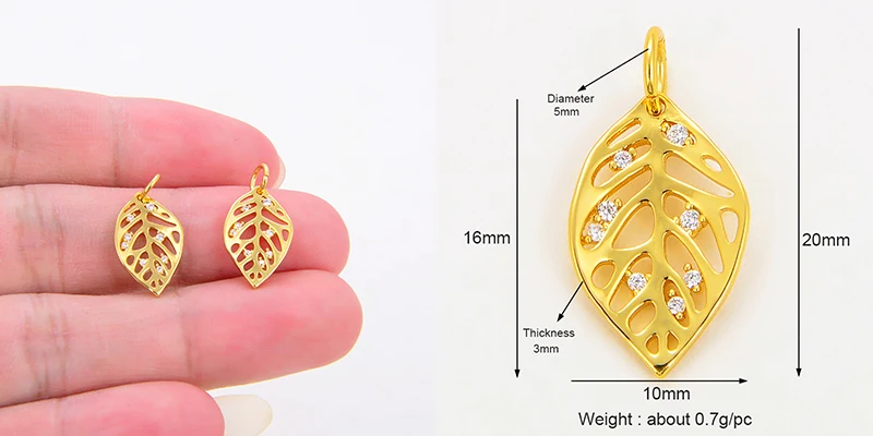 Pine Cone Lotus Coconut Tree Sun Flower Ginkgo Leaf 18K Gold Charm,Bracelet Earring Attachment Jewelry Components Findings L44