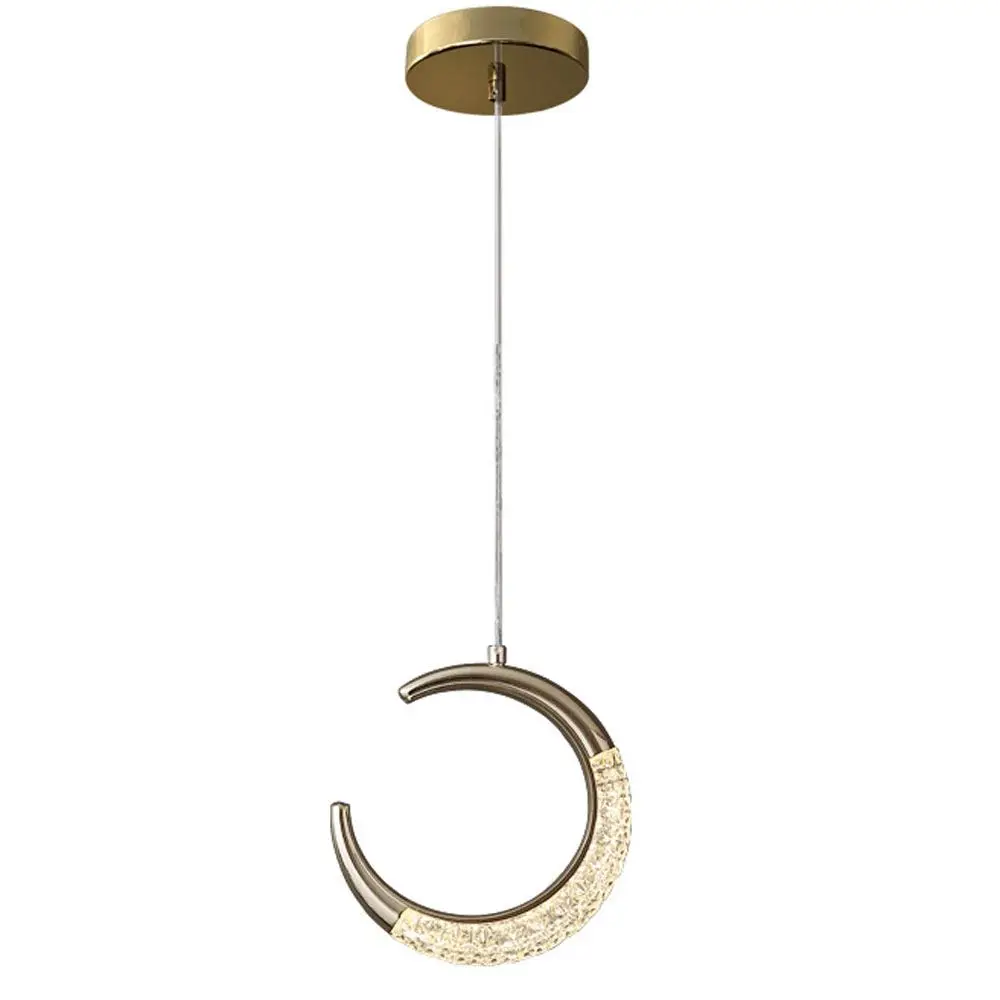 Crystal LED Bedroom Pendant Light 12W Modern Crescent moon Living Room Pendant lamp Corridor Balcony Restaurant Hanging Lighting