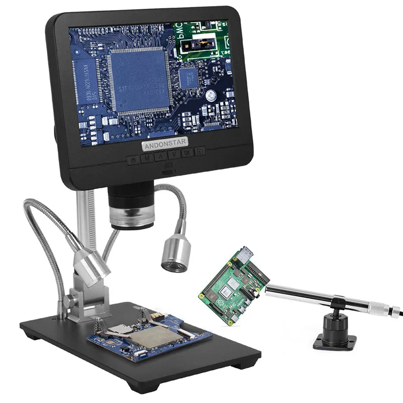 Double Lens Of Microscope And Endoscope High Precision With 7-inch Large Screen High-definition Microscope Tools for Laboratory