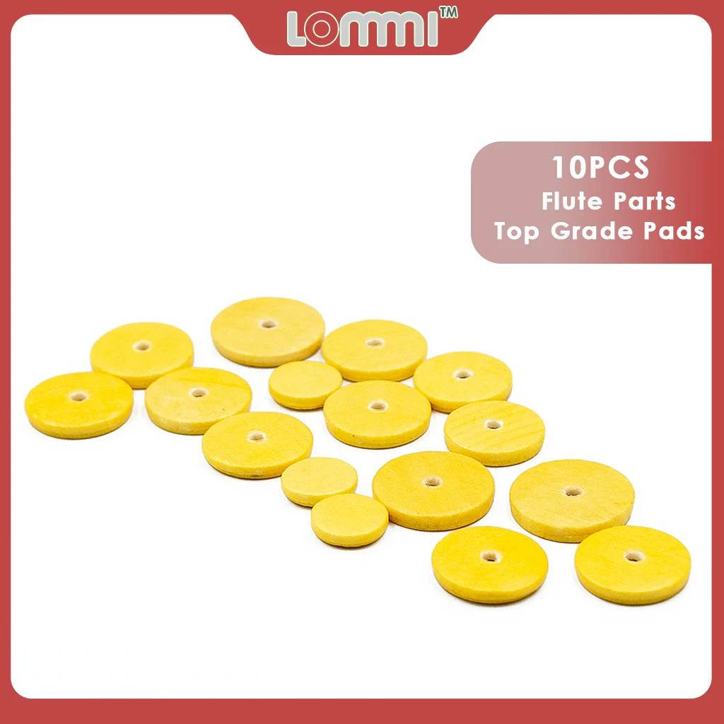 LOMMI 160pcs(16pcs/1pack) Flute Pad Set Parts Top Grade Pads Tone For Yamaha Yellow Flute Pads Size Replacement Accessories