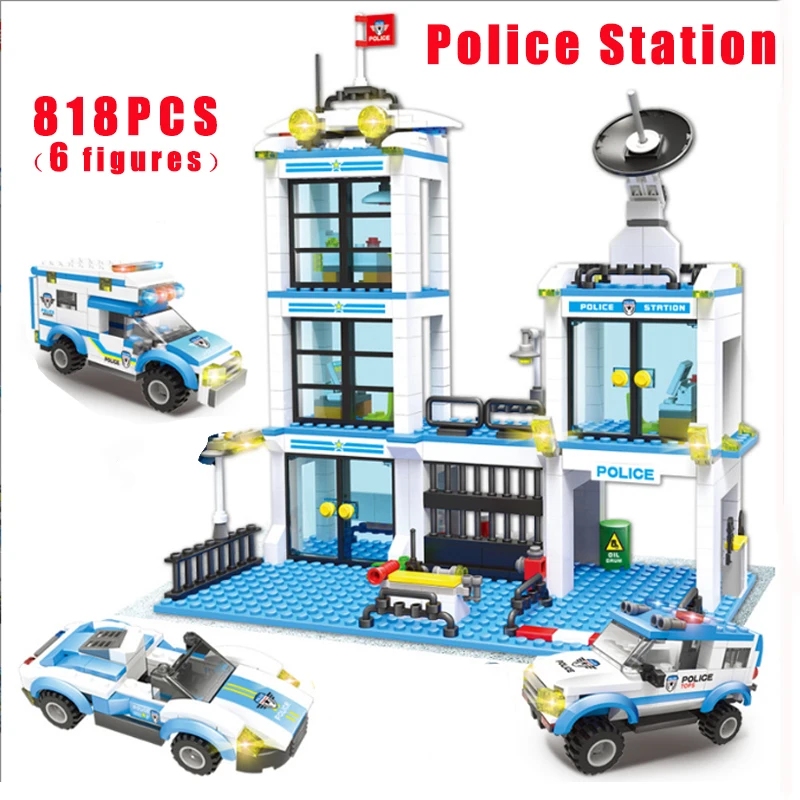 

818pcs City Police Series Building Blocks Car Vehicle 8 Figures Popular Children Kids Funny Gift