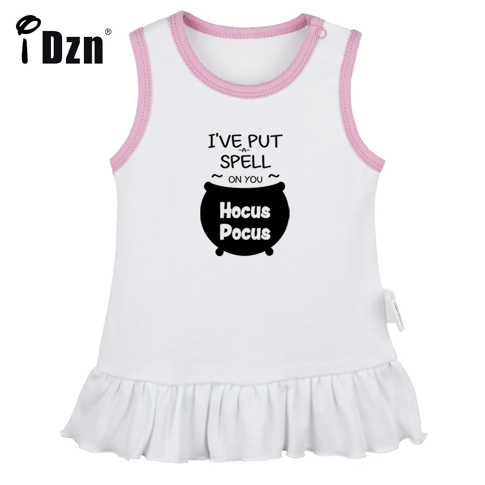 

iDzn NEW I've Put a Spell On You Hocus Pocus Cute Baby Girls Sleeveless Dress Newborn Fun Art Printed Pleated Dress Vest Dresses