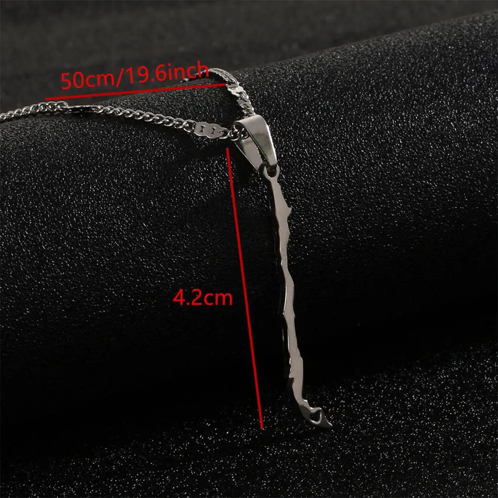 Stainless Steel Silver Color Chile Map Pendant Necklaces Trendy Republic of Chile Map Jewelry