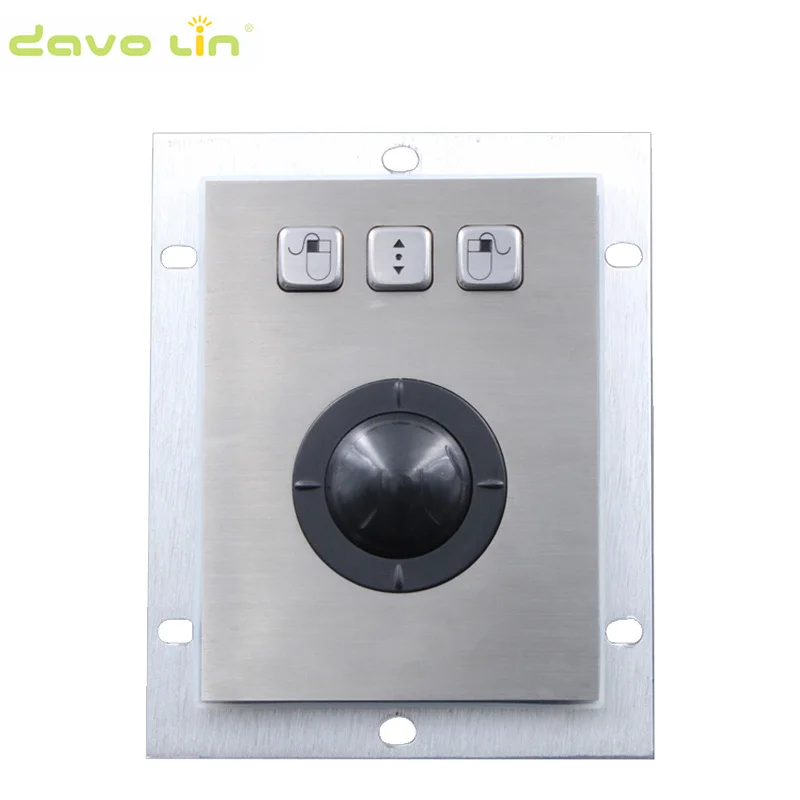 Mini Compact Self-service Terminals Industrial with 2 Robust Keys 36mm Stainless Steel Metal Trackball Mouse