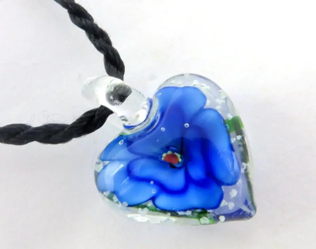 New Handmade Murano Lampwork Glass Colorful Heart Blossom Pendant Fit Necklace Hot Sale Jewelry Gifts LL13