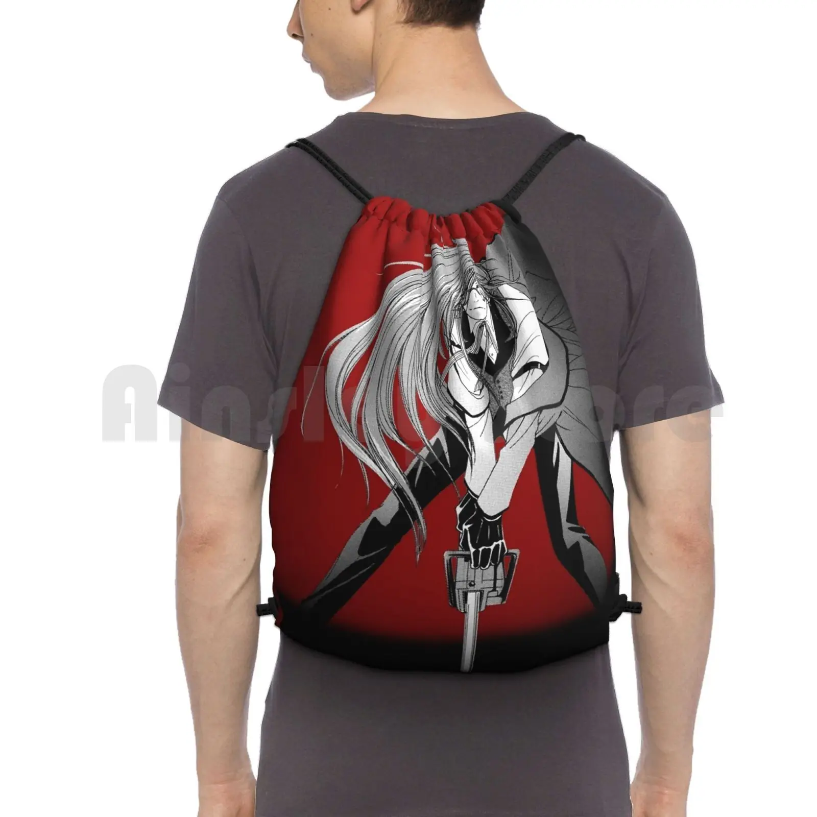 Manga Grell Sutcliff On Red Backpack Drawstring Bag Riding Climbing Gym Bag Black Butler Black Butler Grell Sutcliff