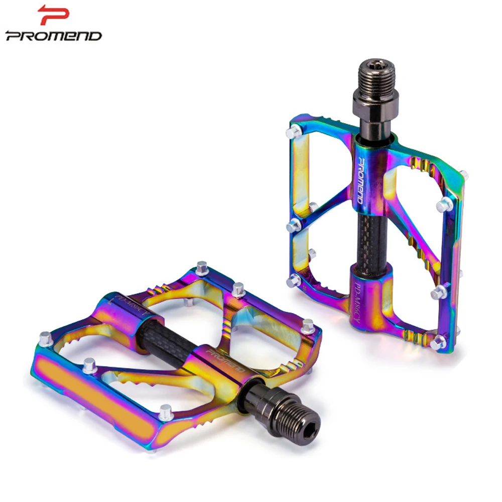 PROMEND new MTB/Road Bicycle Colorful Carbon Fiber Pedal Anti-slip Ultralight Mountain Bike Big Foot Pedals 3 Bearings Pedal Vtt