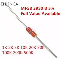 20pcs Thermal Resistor NTC MF58 3950 B 5% 1K 2K 5K 10K 20K 50K 100K 200K 500K 1M 1/2/3/5/10/K Ohm R Thermistor Sensor