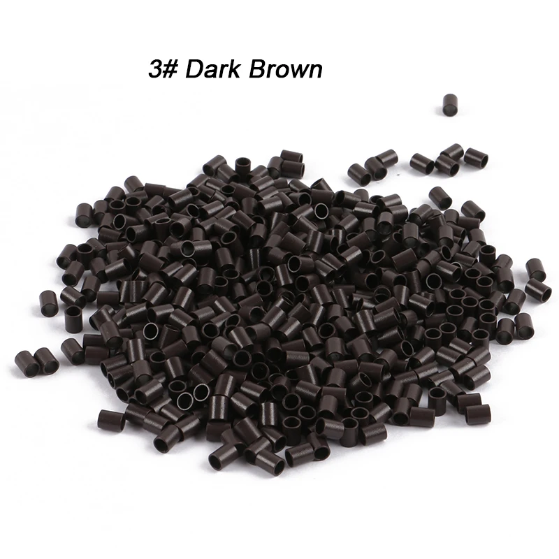 

(1000pcs/bottle, 3.6 x 2.9 x 4.5mm) XUCHANG HARMONY Dark Brown Euro Micro Links For Hair Extensions Flat Copper Rings Tubes