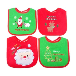 Christmas Style Baby Bibs Round Neck Waterproof Burp Cloths Santa Elk Christmas Tree Pattern Infant Saliva Towel Xmas Kids Gift