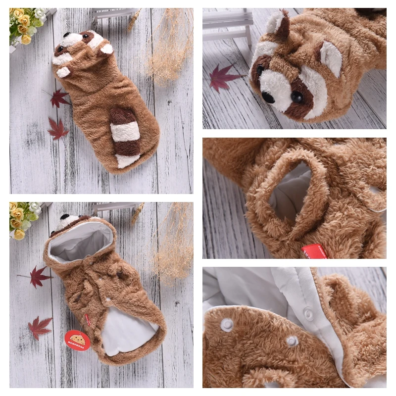 Raccoon Costumes Clothes For That Terrier Thick Winter Warm Pet Coat And Jackets For Small Medium Large Animal Cat Poodl Hoodie
